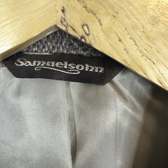 Samuelsohn Men 40 Herringbone Tweed Wool Blazer Brown Blue Windowpane Vintage - Picture 5 of 10